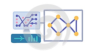 Data Analytics Network Visualization Dashboard Icon, vector design Generative AI