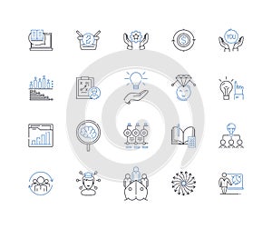 Data Analytics line icons collection. Insights, Metrics, Extraction, Statistics, Trends, Visualization, Modelling vector