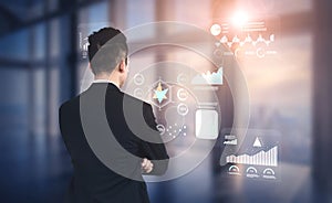 Data Analytics and Performance Metrics Visualization Interface Motif