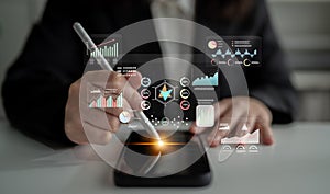 Data Analytics and Performance Metrics Visualization Interface Motif