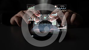 Data Analytics and Performance Metrics Visualization Interface Motif