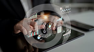 Data Analytics and Performance Metrics Visualization Interface Motif