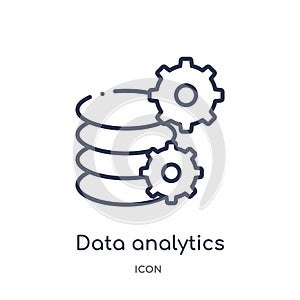 data analytics settings icon from user interface outline collection. Thin line data analytics settings icon isolated on white