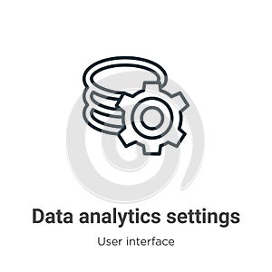 Data analytics settings outline vector icon. Thin line black data analytics settings icon, flat vector simple element illustration