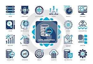 Data Analytics solid icon set