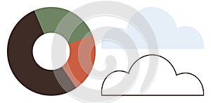 Data Visualization Elements with Pie Chart and Cloud Icons for Analytics and Technology