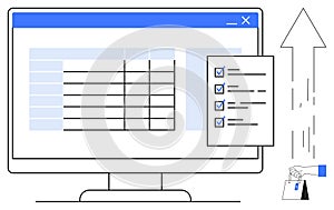 Data Analytics and Task Management Concept Checklist on Computer Screen