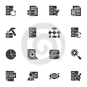 Data analytics vector icons set