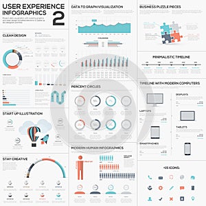 Data analytics vector infographics with clean trendy flat design