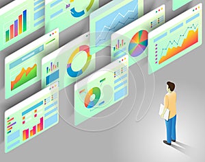 Data analytics vector isometric illustration