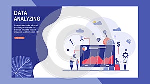 Data analyzing statistics. Data visualization concept with Tiny People Character Concept