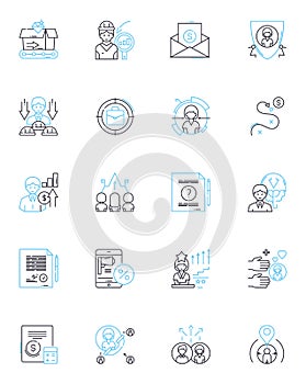 Data archiving linear icons set. Archiving, Backup, Preservation, Storage, Retention, Recovery, Long-term line vector photo