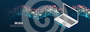 Data array visual concept for website. Big data connection complex. Big data visualization banner. Abstract background with lines
