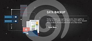 Data backup banner internet with icons in vector