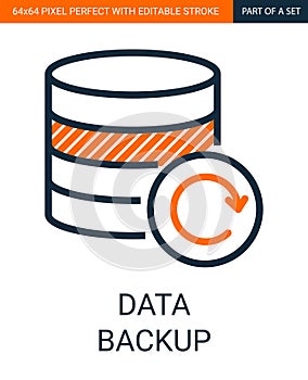 Data Backup Colorful Simple Outline Vector Icon.