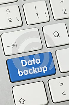 Data backup - Inscription on Blue Keyboard Key