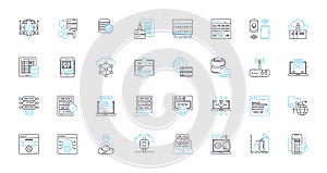 Data backup linear icons set. Recovery, Restore, Archive, Protect, Disaster, Off-site, Cloud line vector and concept photo