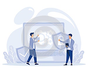 Data backup software concept, remote server, protection from cyber attack,