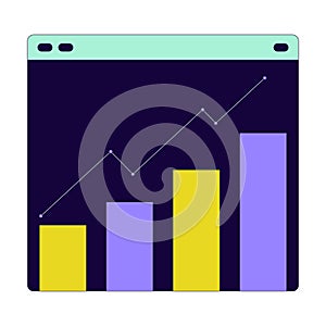 Data bar graph line webpage 2D linear cartoon object