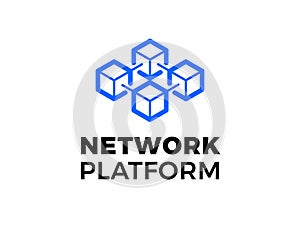 Cloud blockchain cryptocurrency vector logo