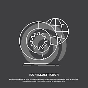 data, big data, analysis, globe, services Icon. Line vector symbol for UI and UX, website or mobile application