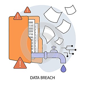 Data breach or leak. Confidential information database breakout. Cybersecurity