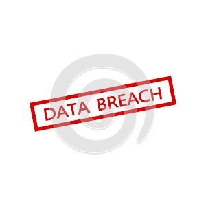 DATA BREACH red Rubber Stamp on white background