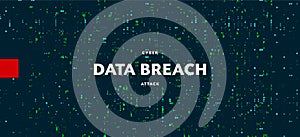 Data breaches illustration with text on dark green background