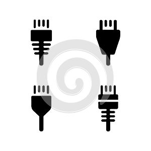 Data cable connection solid icons
