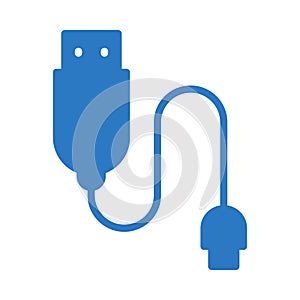 Data cable glyph color flat vector icon