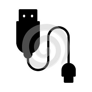 Data cable glyph flat vector icon