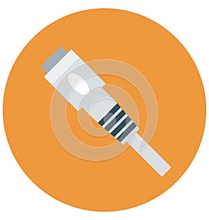Data Cable Isolated Color Vector icon that can be easily modified or edit