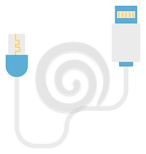 Data Cable Isolated Color Vector icon that can be easily modified or edit