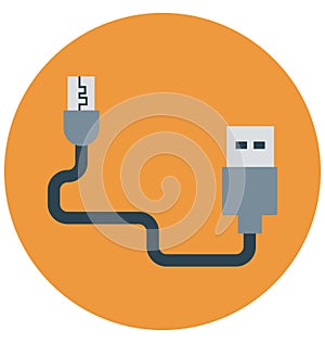 Data Cable Isolated Color Vector icon that can be easily modified or edit