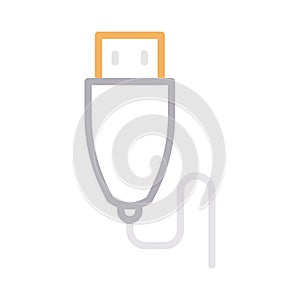 Data cable thin line color vector icon
