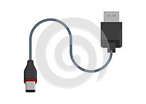 Data cable USB type C to USB. Simple flat illustration. photo