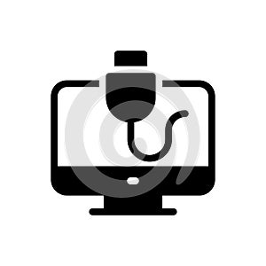 Data cable vector glyph flat icon