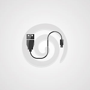 Data cable vector icon sign symbol