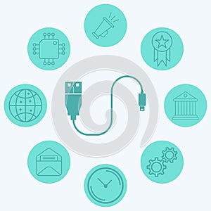 Data cable vector icon sign symbol