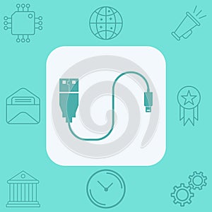 Data cable vector icon sign symbol