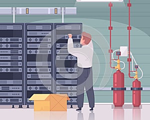 Data Center Cartoon Composition