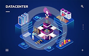 Data center or centre with hardware engineers