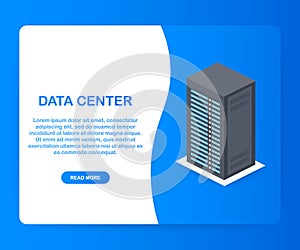 Data Center Cloud Connection Hosting Server Computer Information Database Synchronize Technology. Vector illustration.
