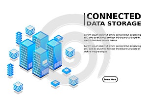 Data center, cloud database, Concept of big data processing center, hosting server or data center room concept