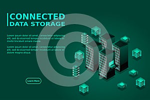 Data center, cloud database, Concept of big data processing center, hosting server or data center room concept