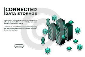 Data center, cloud database, Concept of big data processing center, hosting server or data center room concept