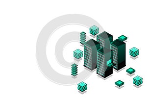 Data center, cloud database, Concept of big data processing center, hosting server or data center room concept