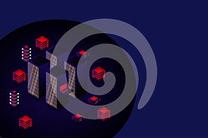 Data center, cloud database, Concept of big data processing center, hosting server or data center room concept