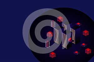 Data center, cloud database, Concept of big data processing center, hosting server or data center room concept