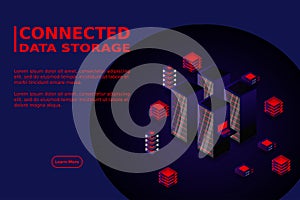 Data center, cloud database, Concept of big data processing center, hosting server or data center room concept